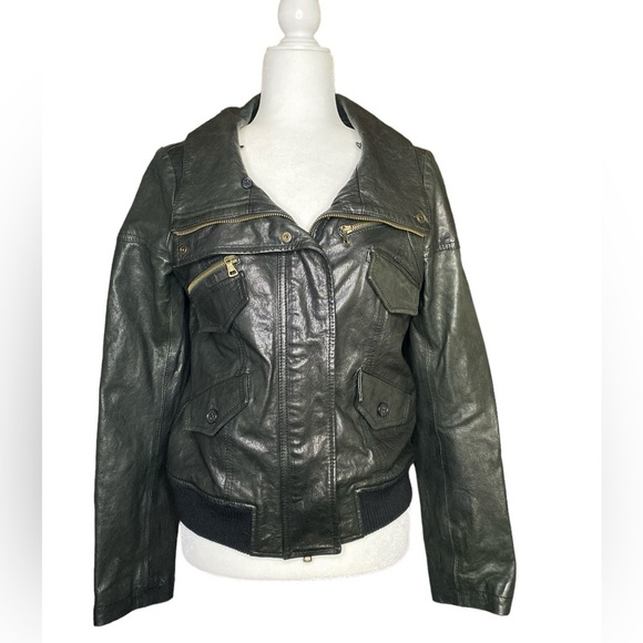 Theory Rock Nyreel Lambskin Bomber Jacket - Picture 1 of 10